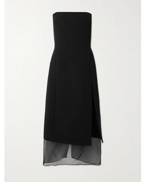 Esse Studios Portia Strapless Draped Crepe Midi Dress - Black