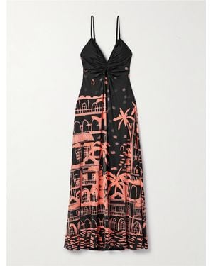 Johanna Ortiz Nuestra Tierra Ruched Printed Satin-Jersey Maxi Dress - White