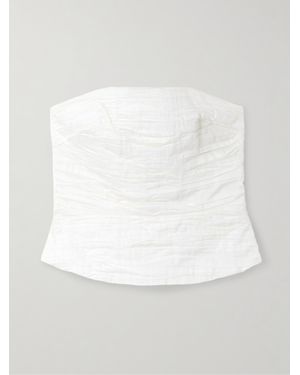 Aje. Sunbeam Strapless Ruched Cotton-Poplin Top - White