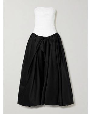 Aje. Violette Strapless Ruched Cotton-Poplin Gown - Black
