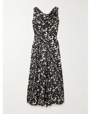 Altuzarra Drina Draped Printed Silk-Twill Midi Dress - White