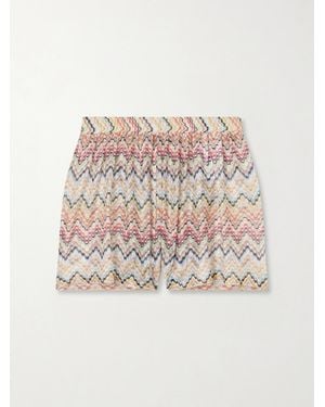 Missoni Striped Crochet-Knit Shorts - White