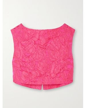 D'Estree Richard Cropped Floral-Jacquard Top - Pink
