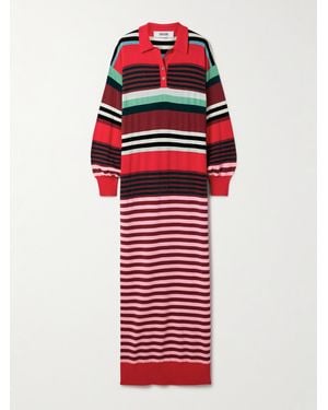 Christopher John Rogers Striped Wool-Blend Maxi Dress - Red