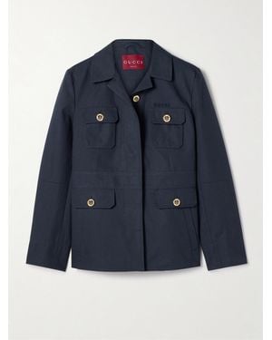 Gucci Jacke Aus Baumwollcanvas Mit Stickerei, Größe - Blau