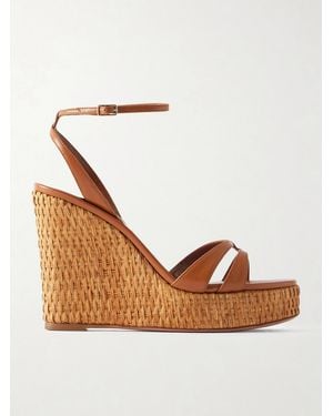 Aquazzura You And I 110 Leather Wedge Sandals - Brown