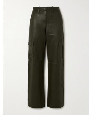 SPRWMN Leather Wide-Leg Cargo Trousers - Green