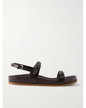 Brunello Cucinelli Embellished Leather Sandals - Black