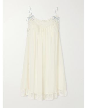 Doen Penelope Lace-Trimmed Silk Mini Dress - White
