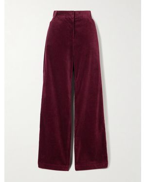 Another Tomorrow Organic Cotton-Corduroy Straight-Leg Trousers - Purple