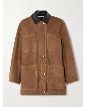 Nour Hammour Barn Leather-Trimmed Suede Jacket - Brown