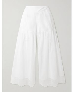 Christopher Esber Pantalon Large En Mousseline De Coton À Plis Nervures Vanished - Blanc