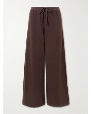 ÉTERNE Wide-Leg Cotton-Jersey Joggers - Brown