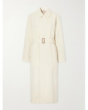 AURALEE Belted Wool And Cashmere-Blend Corduroy Coat - Natural