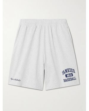 Sporty & Rich New York Yankees Gym Printed Cotton-Jersey Shorts - White