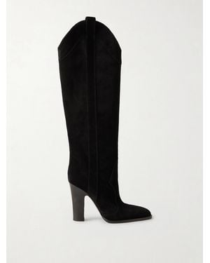 Paris Texas Lavinia Suede Knee Boots - Black