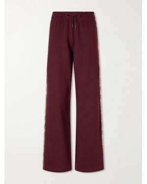 Burberry Jodie Checked Cotton-Jersey Straight-Leg Track Pants - Red