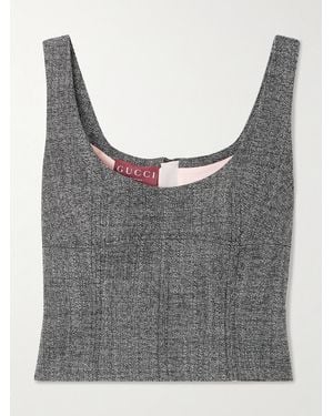 Gucci Wool Grisaille Top, Size 42 It, Ready-To-Wear - Grey