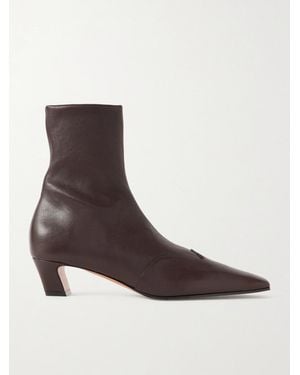 KHAITE Nevada Leather Ankle Boots - Brown