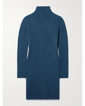 The Elder Statesman Ribbed Cashmere Midi Dress - Blue