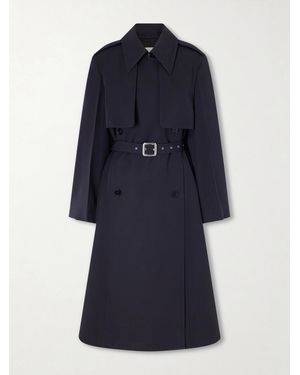 Jil Sander Belted Wool Gabardine Trench Coat - Blue