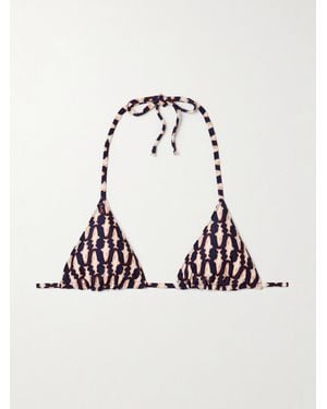 La DoubleJ Printed Triangle Bikini Top - Blue