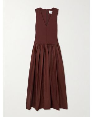 Esse Studios Stretch-Knit And Gathered Organic Cotton-Poplin Maxi Dress - Violet