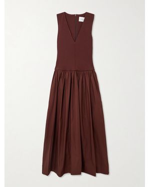 Esse Studios Robe Longue En Mailles Stretch Et En Popeline De Coton Biologique À Fronces - Violet