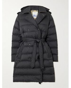 Burberry Belted Double-Breasted Quilted Shell Down Coat - Black