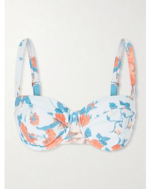 Erdem Floral-Print Bikini Top - Blue