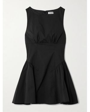 STAUD Gwen Panelled Cotton-Blend Poplin Mini Dress - Black