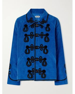 Bode Stagecoach Embellished Embroidered Cotton-Corduroy Jacket - Blue