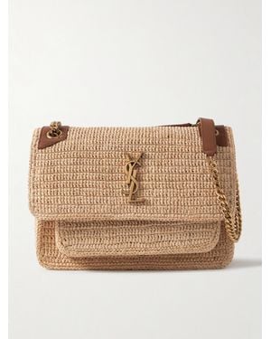 Saint Laurent Sac Porté Épaule En Raphia À Finitions En Cuir Niki Medium - Neutre