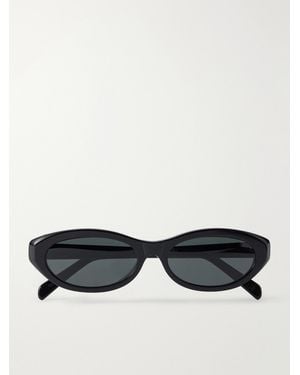 Celine Triomphe Mini Oval-Frame Acetate Sunglasses - Black
