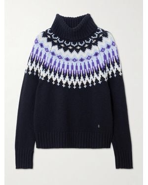 Bogner Ingrid Fair Isle Cashmere Turtleneck Sweater - Bleu