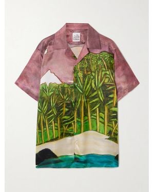 Donde Esteban La Sierra Printed Silk-Satin Shirt - Green