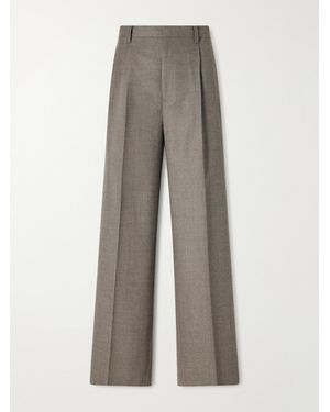 AURALEE Pleated Wool Straight-Leg Trousers - Grey