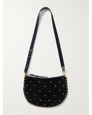 Isabel Marant Oskan Moon Schultertasche Aus Veloursleder Mit Nieten - Weiß