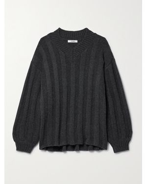 Interior The Drew Oversized Ribbed Cashmere Jumper - Black