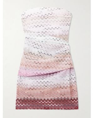 Missoni Minikleid Aus Metallic-Häkelstrick Mit Farbverlauf Und Falten - Pink