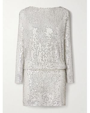 retroféte Danae Draped Embellished Tulle Mini Dress - White