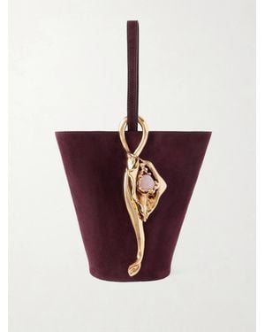 Chloé Eden Treasure Embellished Suede Tote - Red