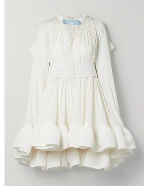 Lanvin Cape-Effect Tie-Detailed Crepe Mini Dress - Natural