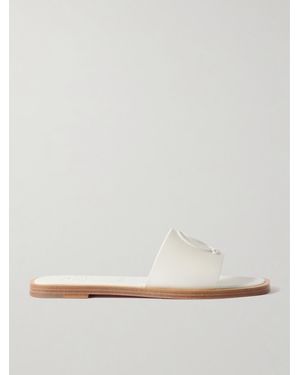 Christian Louboutin Cl Pantoletten Aus Leder Mit Logoprägung - Weiß