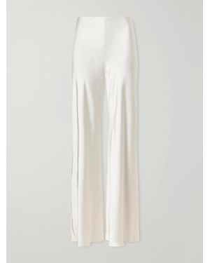 Norma Kamali Satin High-Rise Wide-Leg Pants - White