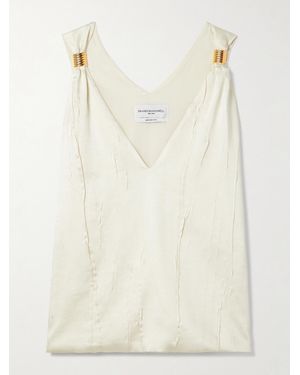 Brandon Maxwell The Drew Embellished Crinkled-Satin Tank - Natural