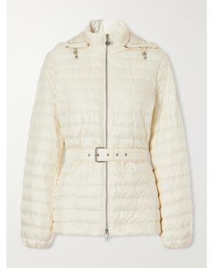 Burberry Belted Quilted Padded Shell Hooded Jacket - Natural