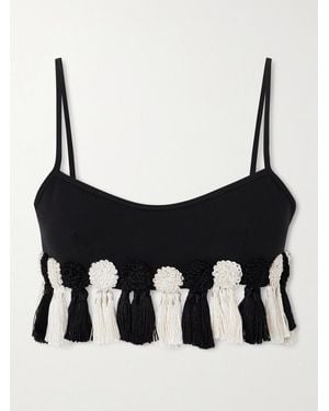 Bode Folly Tasselled Wool-Crepe Bralette - Black