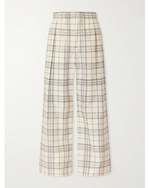 Jil Sander Checked Cotton-Poplin Wide-Leg Trousers - Natural