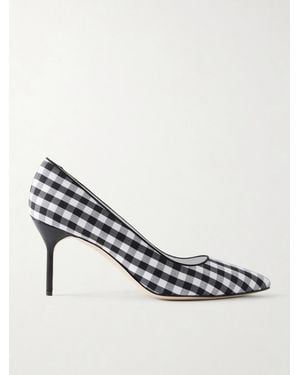 Manolo Blahnik Bb 70 Checked Woven Court Shoes - Metallic